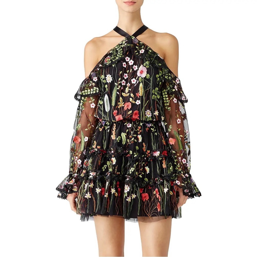 Alexis black floral Adeline dress size L